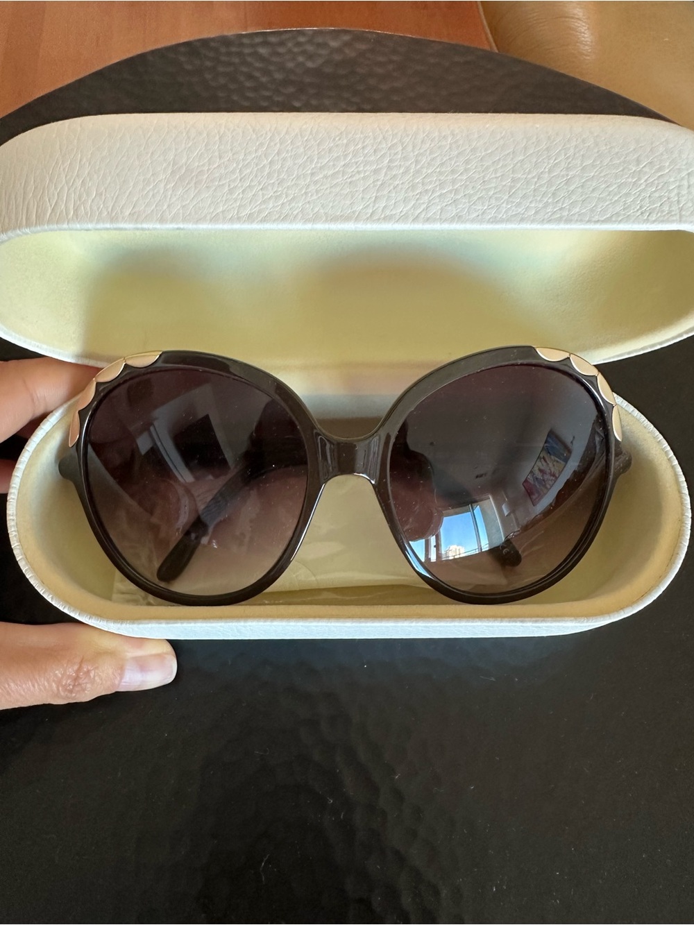 Chloe Oversized Brown Gradient Sunglasses with Gold Accents